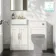 Monaco Cotton White Combination Vanity Basin with Marble Top 1000mm (Excludes Pan & Cistern) - Brass Knurled Handles