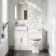 Monaco Cotton White Combination Vanity Basin with Marble Top 1000mm (Excludes Pan & Cistern) - Brass Knurled Handles