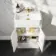 Monaco Cotton White Combination Vanity Basin with Marble Top & Hudson Toilet with Wooden Seat 1000mm - Brass Knurled Handles