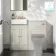 Monaco Linen White Basin Vanity and Back To Wall Toilet Unit 1000mm (Excludes Pan & Cistern) - Brushed Brass Accents