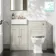 Monaco Linen White Combination Vanity Basin and Hudson Toilet with Wooden Seat 1000mm - Brushed Brass Accents