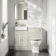 Monaco Linen White Combination Vanity Basin and Hudson Toilet with Wooden Seat 1000mm - Brushed Brass Accents