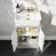 Monaco Linen White Combination Vanity Basin and Hudson Toilet with Wooden Seat 1000mm - Brushed Brass Accents