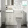 Monaco Linen White Combination Vanity Basin with Marble Top 1000mm (Excludes Pan & Cistern) - Brushed Brass Accents