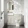 Monaco Linen White Combination Vanity Basin with Marble Top 1000mm (Excludes Pan & Cistern) - Brushed Brass Accents