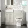 Monaco Linen White Combination Vanity Basin with Marble Top & Hudson Toilet with Wooden Seat 1000mm - Brushed Brass Accents