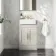 Monaco Linen White Basin Vanity 500mm - Brass Knurled Handles