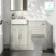 Monaco Linen White Basin Vanity and Back To Wall Toilet Unit 1000mm (Excludes Pan & Cistern) - Brass Knurled Handles