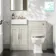 Monaco Linen White Combination Vanity Basin and Hudson Toilet with Wooden Seat 1000mm - Brass Knurled Handles