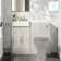 Monaco Linen White Combination Vanity Basin with Marble Top 1000mm (Excludes Pan & Cistern) - Brass Knurled Handles