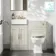 Monaco Linen White Combination Vanity Basin with Marble Top & Hudson Toilet with Wooden Seat 1000mm - Brass Knurled Handles