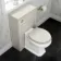 Monaco Linen White Combination Vanity Basin with Marble Top & Hudson Toilet with Wooden Seat 1000mm - Brass Knurled Handles