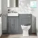 Monaco Fog Grey Combination Vanity Basin and Hudson Toilet with Wooden Seat 1000mm