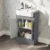 Monaco Fog Grey Combination Vanity Basin and Hudson Toilet with Wooden Seat 1000mm