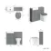 Monaco Fog Grey Combination Vanity Basin and Hudson Toilet with Wooden Seat 1000mm