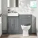 Monaco Fog Grey Combination Vanity Basin with Marble Top & Hudson Toilet with Wooden Seat 1000mm