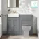Monaco Fog Grey Basin Vanity and Back To Wall Toilet Unit 1000mm (Excludes Pan & Cistern) - Brushed Brass Accents