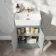 Monaco Fog Grey Combination Vanity Basin and Hudson Toilet with Wooden Seat 1000mm - Brushed Brass Accents