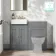 Monaco Fog Grey Combination Vanity Basin with Marble Top 1000mm (Excludes Pan & Cistern) - Brushed Brass Accents
