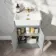 Monaco Fog Grey Combination Vanity Basin with Marble Top & Hudson Toilet with Wooden Seat 1000mm - Brushed Brass Accents