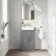 Monaco Fog Grey Basin Vanity 500mm - Brass Knurled Handles