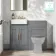 Monaco Fog Grey Basin Vanity and Back To Wall Toilet Unit 1000mm (Excludes Pan & Cistern) - Brass Knurled Handles