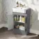 Monaco Fog Grey Basin Vanity and Back To Wall Toilet Unit 1000mm (Excludes Pan & Cistern) - Brass Knurled Handles