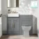 Monaco Fog Grey Combination Vanity Basin with Marble Top 1000mm (Excludes Pan & Cistern) - Brass Knurled Handles