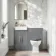 Monaco Fog Grey Combination Vanity Basin with Marble Top 1000mm (Excludes Pan & Cistern) - Brass Knurled Handles
