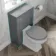 Monaco Fog Grey Combination Vanity Basin with Marble Top 1000mm (Excludes Pan & Cistern) - Brass Knurled Handles