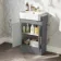 Monaco Fog Grey Combination Vanity Basin with Marble Top & Hudson Toilet with Wooden Seat 1000mm - Brass Knurled Handles
