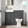 Monaco Slate Grey Combination Vanity Basin and Hudson Toilet with Wooden Seat 1000mm - Brushed Brass Accents