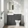Monaco Slate Grey Combination Vanity Basin with Marble Top & Hudson Toilet with Wooden Seat 1000mm - Brushed Brass Accents