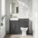 Monaco Slate Grey Basin Vanity and Back To Wall Toilet Unit 1000mm (Excludes Pan & Cistern) - Brass Knurled Handles
