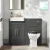 Monaco Slate Grey Combination Vanity Basin and Hudson Toilet with Wooden Seat 1000mm - Brass Knurled Handles