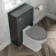 Monaco Slate Grey Combination Vanity Basin with Marble Top 1000mm (Excludes Pan & Cistern) - Brass Knurled Handles