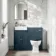 Monaco Navy Blue Combination Vanity Basin and Hudson Toilet with Wooden Seat 1000mm