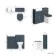 Monaco Navy Blue Combination Vanity Basin and Hudson Toilet with Wooden Seat 1000mm