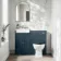 Monaco Navy Blue Combination Vanity Basin with Marble Top & Hudson Toilet with Wooden Seat 1000mm