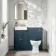 Monaco Navy Blue Basin Vanity and Back To Wall Toilet Unit 1000mm (Excludes Pan & Cistern) - Brushed Brass Accents