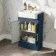 Monaco Navy Blue Basin Vanity and Back To Wall Toilet Unit 1000mm (Excludes Pan & Cistern) - Brass Knurled Handles