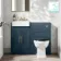 Monaco Navy Blue Combination Vanity Basin and Hudson Toilet with Wooden Seat 1000mm - Brass Knurled Handles