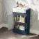 Monaco Navy Blue Combination Vanity Basin and Hudson Toilet with Wooden Seat 1000mm - Brass Knurled Handles