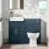 Monaco Navy Blue Combination Vanity Basin with Marble Top & Hudson Toilet with Wooden Seat 1000mm - Brass Knurled Handles