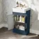 Monaco Navy Blue Combination Vanity Basin with Marble Top & Hudson Toilet with Wooden Seat 1000mm - Brass Knurled Handles