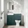 Monaco Mystic Green Combination Vanity Basin and Hudson Toilet with Wooden Seat 1000mm