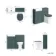 Monaco Mystic Green Combination Vanity Basin and Hudson Toilet with Wooden Seat 1000mm