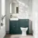 Monaco Mystic Green Combination Vanity Basin with Marble Top 1000mm (Excludes Pan & Cistern) - Brushed Brass Accents