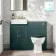 Monaco Mystic Green Combination Vanity Basin with Marble Top & Hudson Toilet with Wooden Seat 1000mm - Brushed Brass Accents