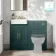 Monaco Mystic Green Basin Vanity and Back To Wall Toilet Unit 1000mm (Excludes Pan & Cistern) - Brass Knurled Handles